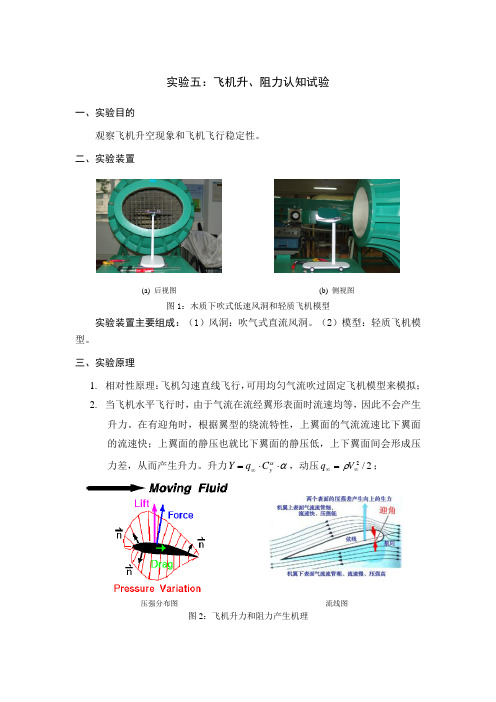 实验5：飞机升、阻力认知试验