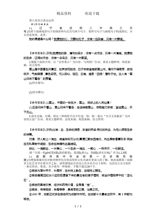 高考语文一轮复习对点训练：修辞手法(人教版)