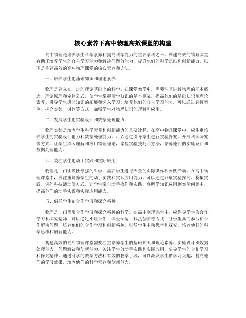 核心素养下高中物理高效课堂的构建