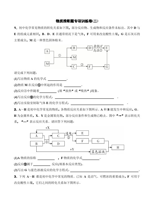 2021年春人教版九年级化学中考专题复习知识点过关专练  物质推断题专项训练卷(二)