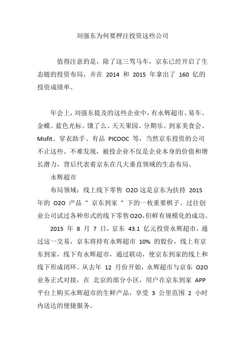 刘强东为何要押注投资这些公司