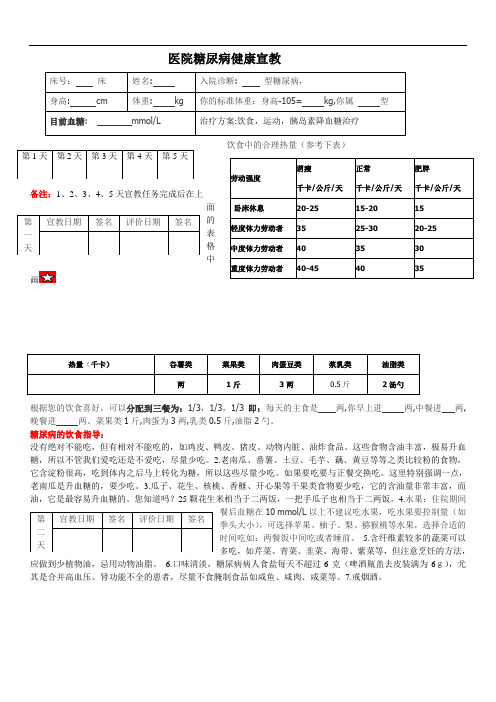 糖尿病个性化健康宣教模板