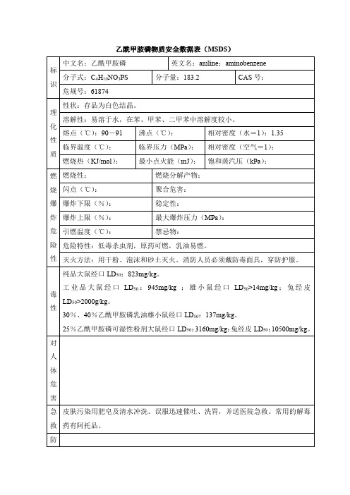 乙酰甲胺磷物质安全数据表(MSDS)