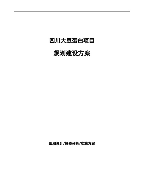 四川大豆蛋白项目规划建设方案