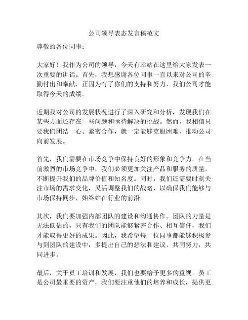 公司领导表态发言稿范文