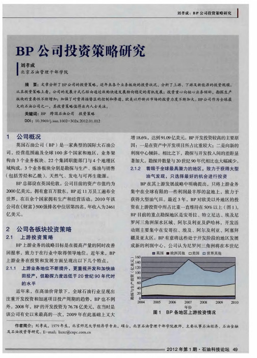 BP公司投资策略研究