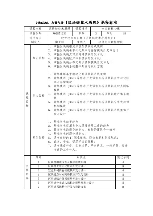 区块链技术原理与实践-课程标准2.docx