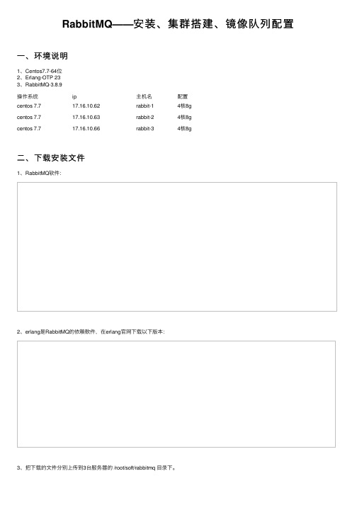 RabbitMQ——安装、集群搭建、镜像队列配置