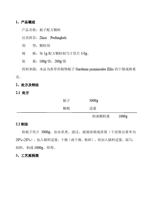 栀子配方颗粒生产工艺规程