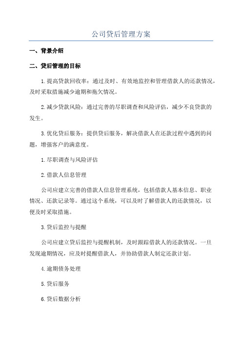 公司贷后管理方案