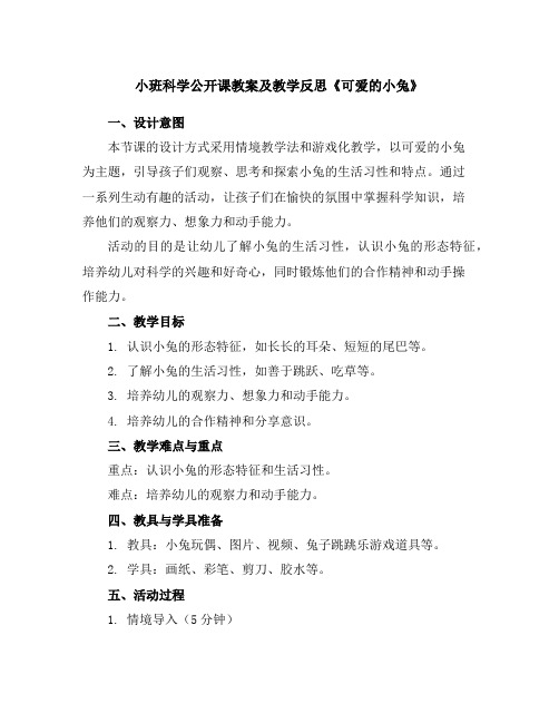 小班科学公开课教案及教学反思《可爱的小兔》