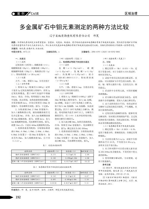 多金属矿石中钼元素测定的两种方法比较