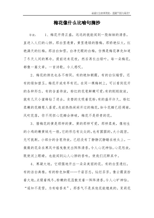 梅花像什么比喻句摘抄