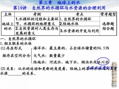 高三一轮复习 第10讲 自然界的水循环和水资源的合理利用