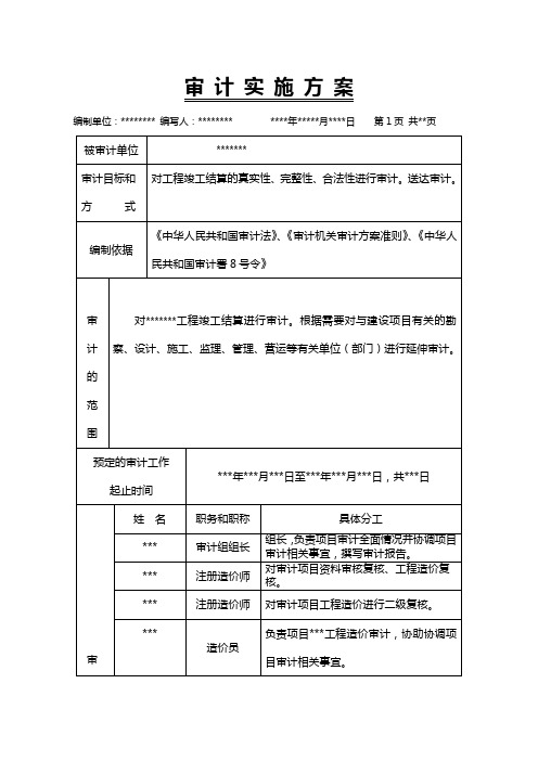 建设项目审计实施方案(最新版)