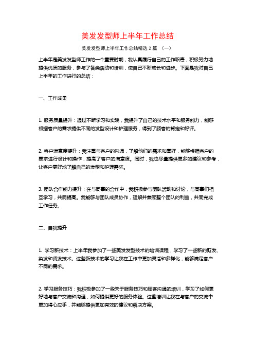 美发发型师上半年工作总结2篇