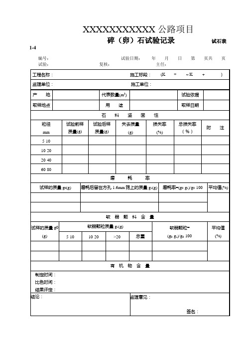 公路项目碎(卵)石试验记录1-4