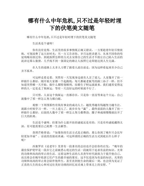 哪有什么中年危机只不过是年轻时埋下的伏笔美文随笔