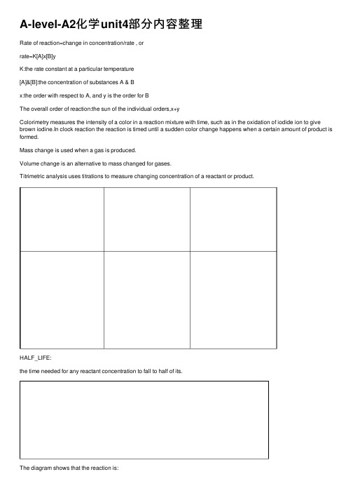 A-level-A2化学unit4部分内容整理