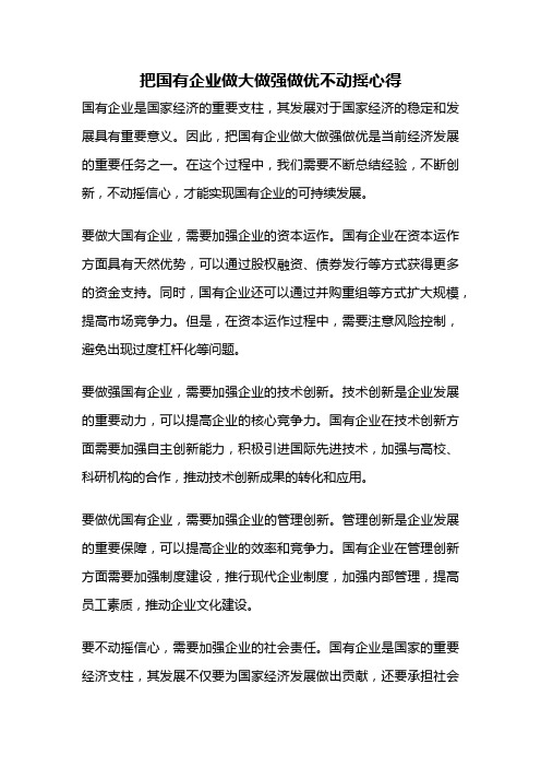 把国有企业做大做强做优不动摇心得