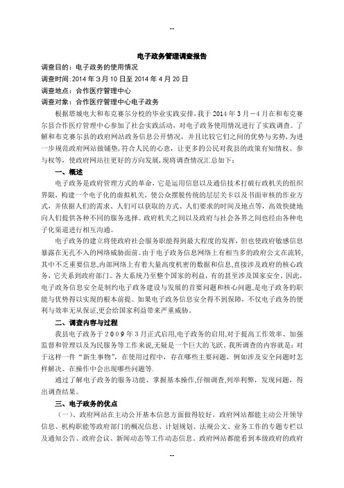 关于电子政务使用情况的调查报告