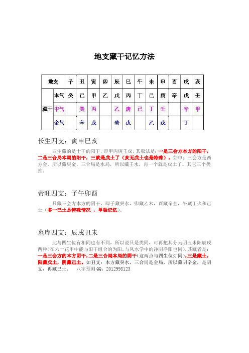 地支藏干记忆方法