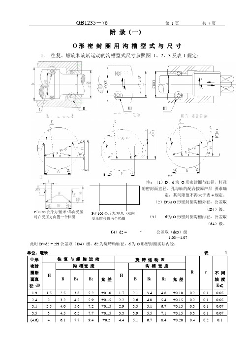 GB1235-76 O型圈沟槽