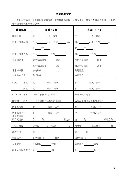 高中地理判断季节