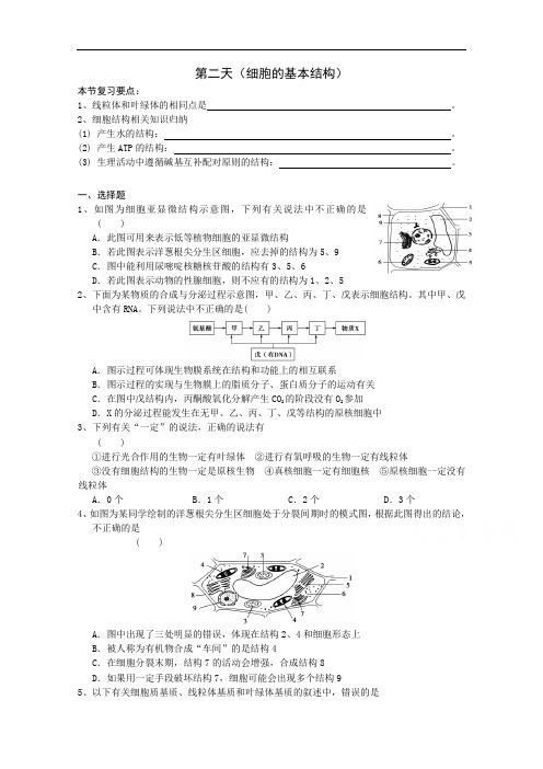 安徽省六安市舒城中学2016年高二生物暑假作业2