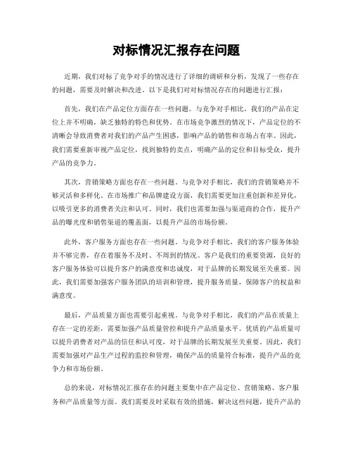 对标情况汇报存在问题