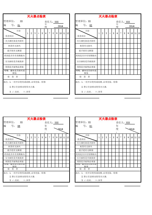 灭火器点检表