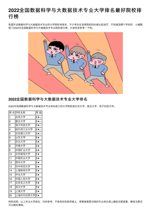 2022全国数据科学与大数据技术专业大学排名最好院校排行榜