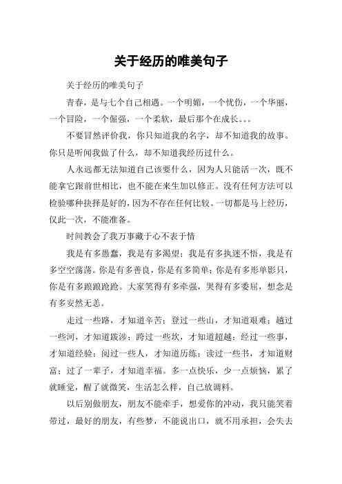 关于经历的唯美句子