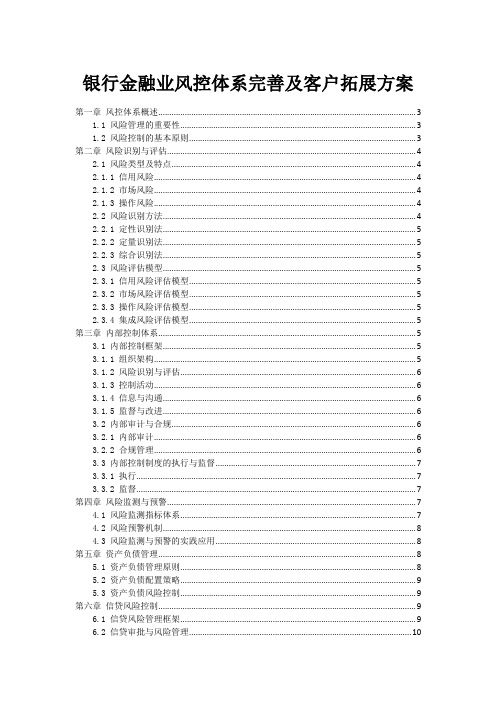 银行金融业风控体系完善及客户拓展方案