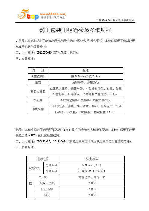 药用包装用铝箔检验操作规程