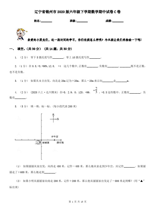 辽宁省锦州市2020版六年级下学期数学期中试卷C卷