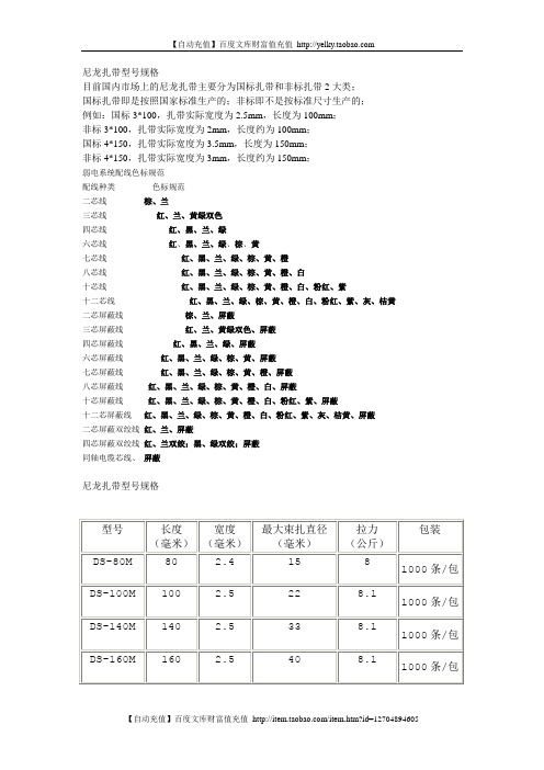 尼龙扎带型号规格