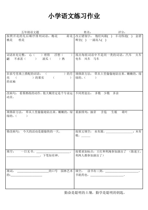 连云港市墟沟小学五年级语文练习题 (39)