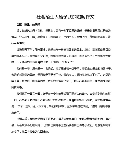 社会陌生人给予我的温暖作文