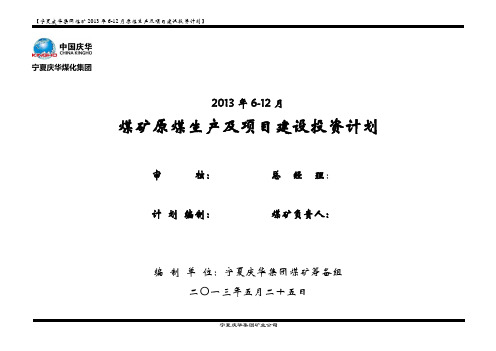 2013年6-12煤矿计划(汇总部分)一