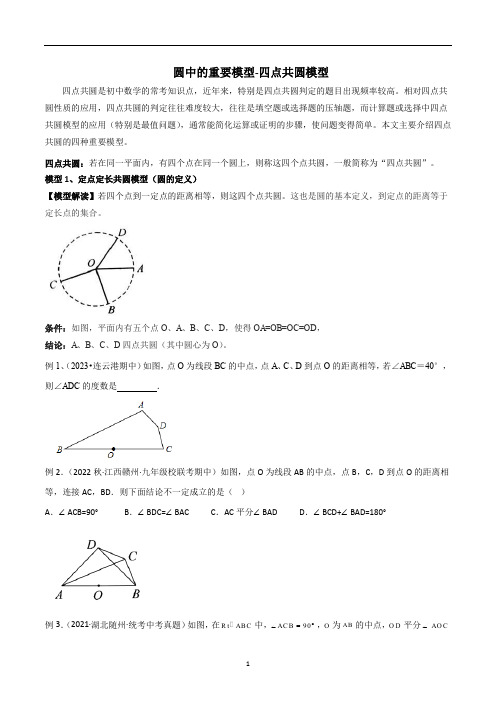 中考数学圆中的重要模型四点共圆模型