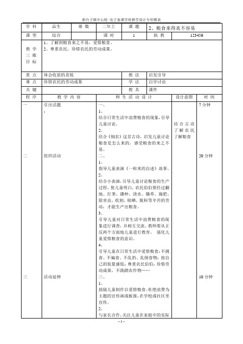 第二单元 2、粮食来得真不容易