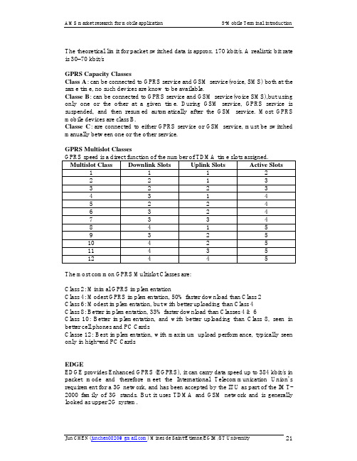 GPRS Class Type