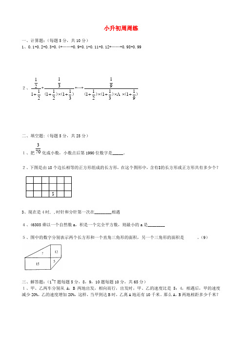 青岛版六年级数学下册小升初周周练18