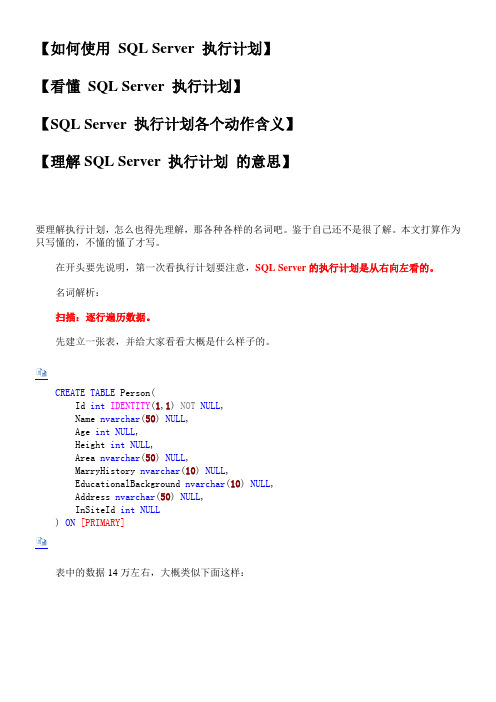 如何使用 SQL Server 执行计划,看懂 SQL Server 执行计划,SQL Server 执行计划动作含义,理解SQL执行计划