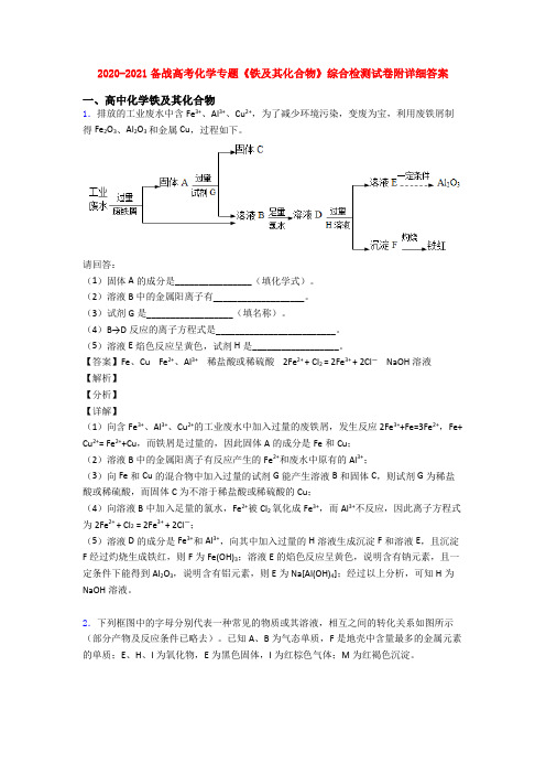 2020-2021备战高考化学专题《铁及其化合物》综合检测试卷附详细答案