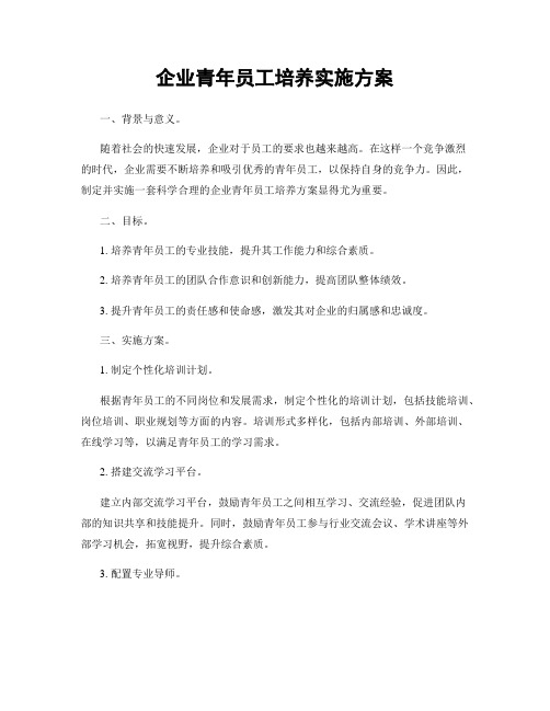 企业青年员工培养实施方案