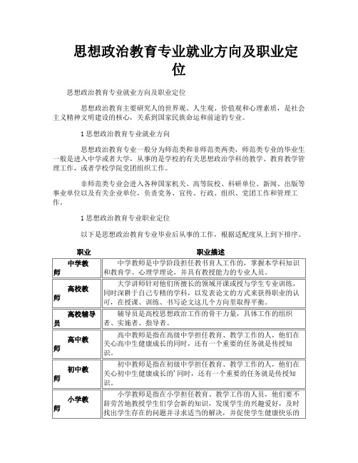 思想政治教育专业就业方向及职业定位