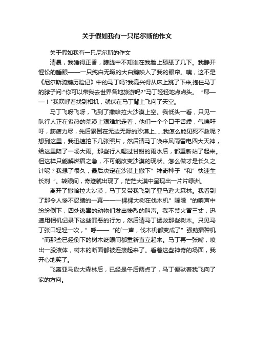 关于假如我有一只尼尔斯的作文