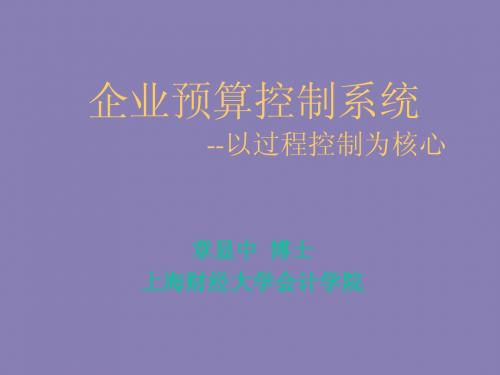 企业预算控制系统--以过程控制为核心(章显中)